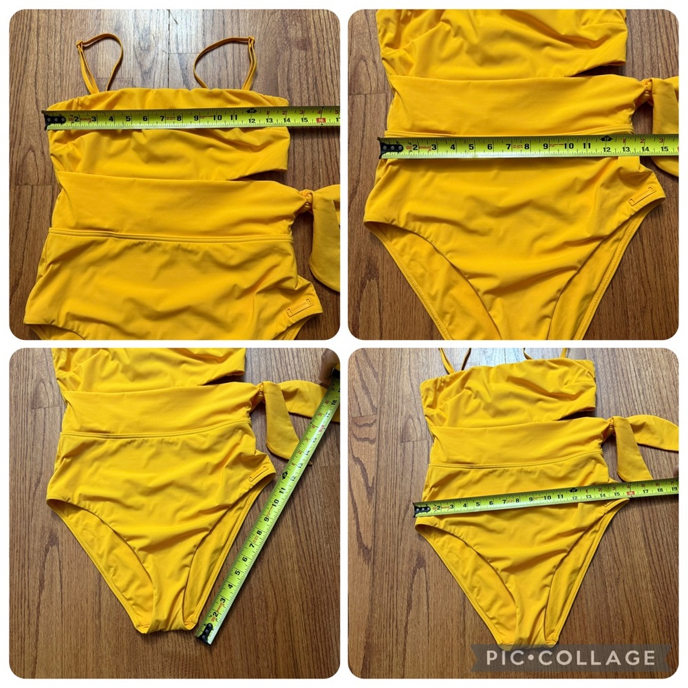 Zimmerman Knotted cutout bandeau swimsuit in saffron size 8 - Picture 16 of 16